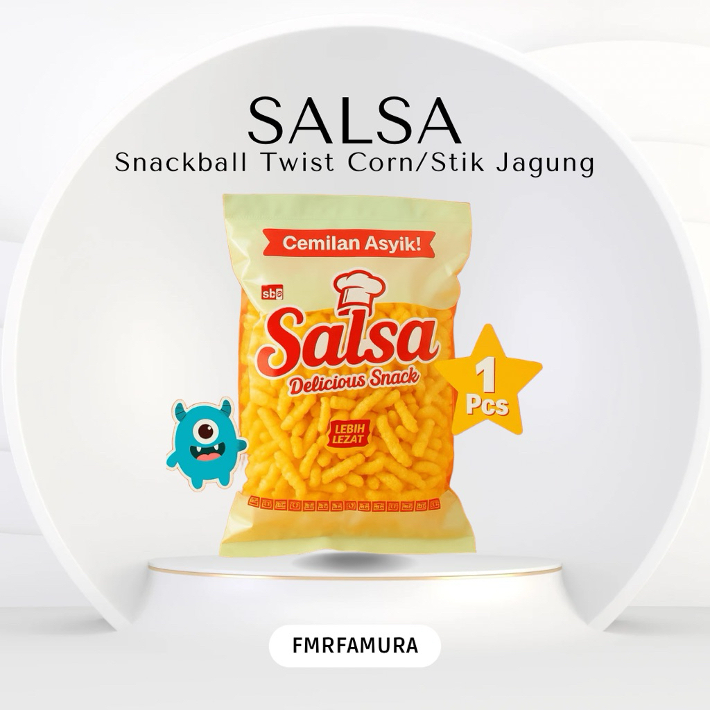 Salsa Snackball Twist Corn / Stik Jagung / Cemilan / Camilan / Chiki / Ciki / Snack Murah / Makanan 