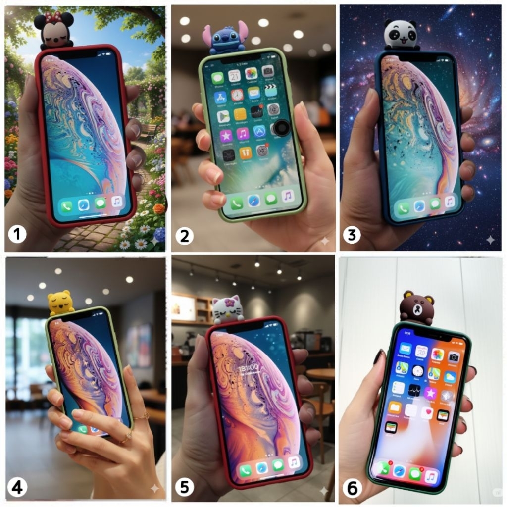 (06) FANCY STYLE SOFT CASE FOR IPHONE XR X XS 11 12 13 14 15 PRO MAX - CASE BONEKA INTIP