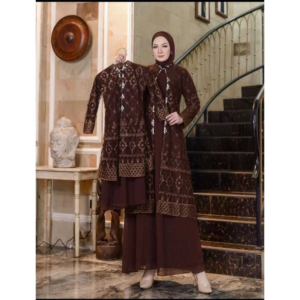 alyona couple mom & kids set gamis couple pesta ibu & anak perempuan brokat tilledot premium