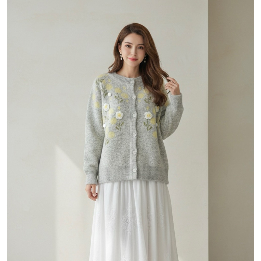 Seyha - Loonny Cardigan Flowers | Cardigan Lengan Panjang Wanita Motif Bunga Cantik