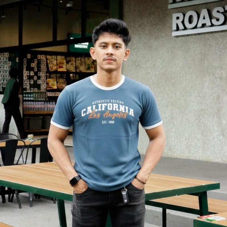 AHKAL CALIFORNIA WAFFLE TSHIRT - KAOS WAFFLE LENGAN PENDEK MODEL KANTONG - KAOS LENGAN PENDEK BAHAN 