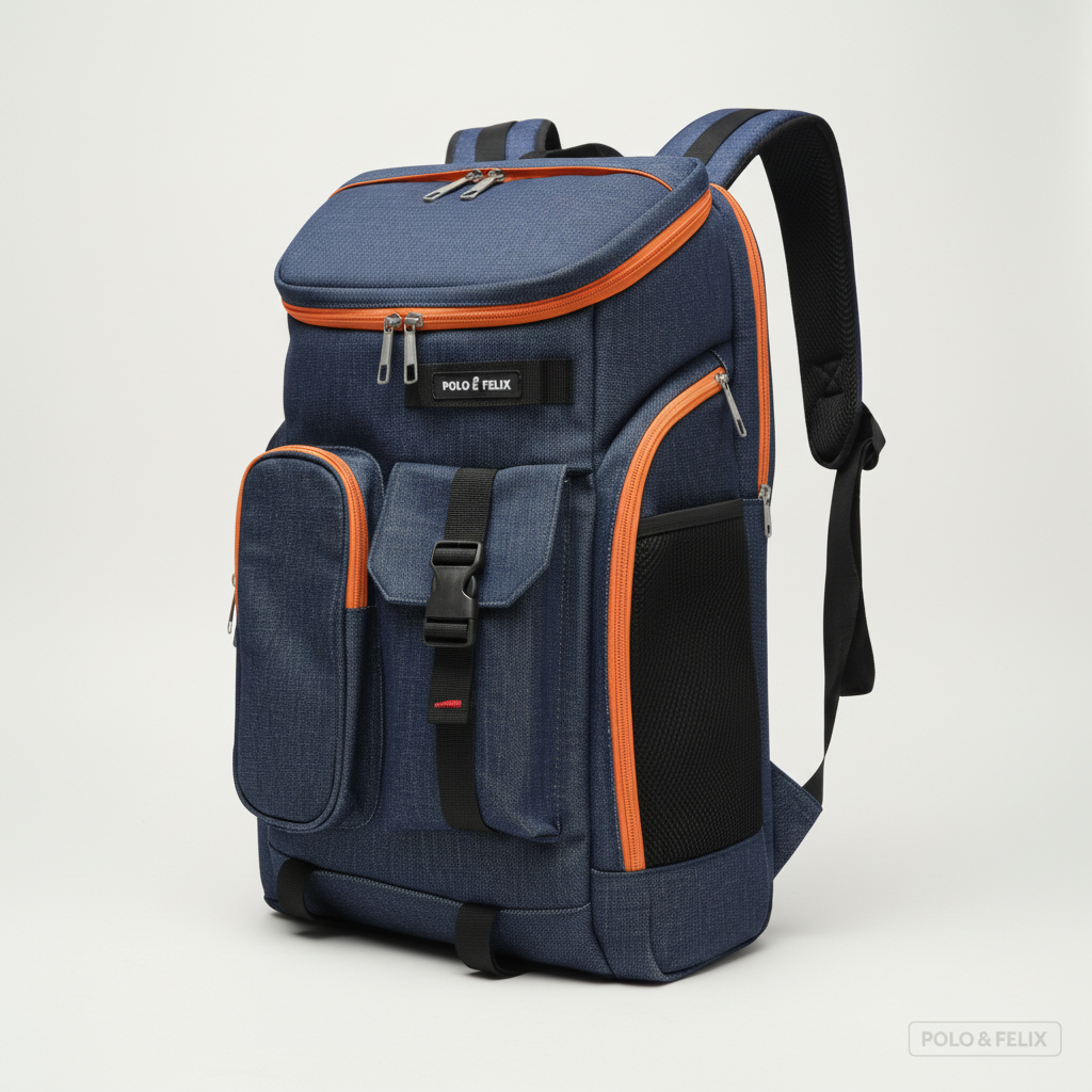POLO FELIX - Tas Sekolah Ransel Laptop Pria Wanita Legacy Chich Denim Jeans Premium