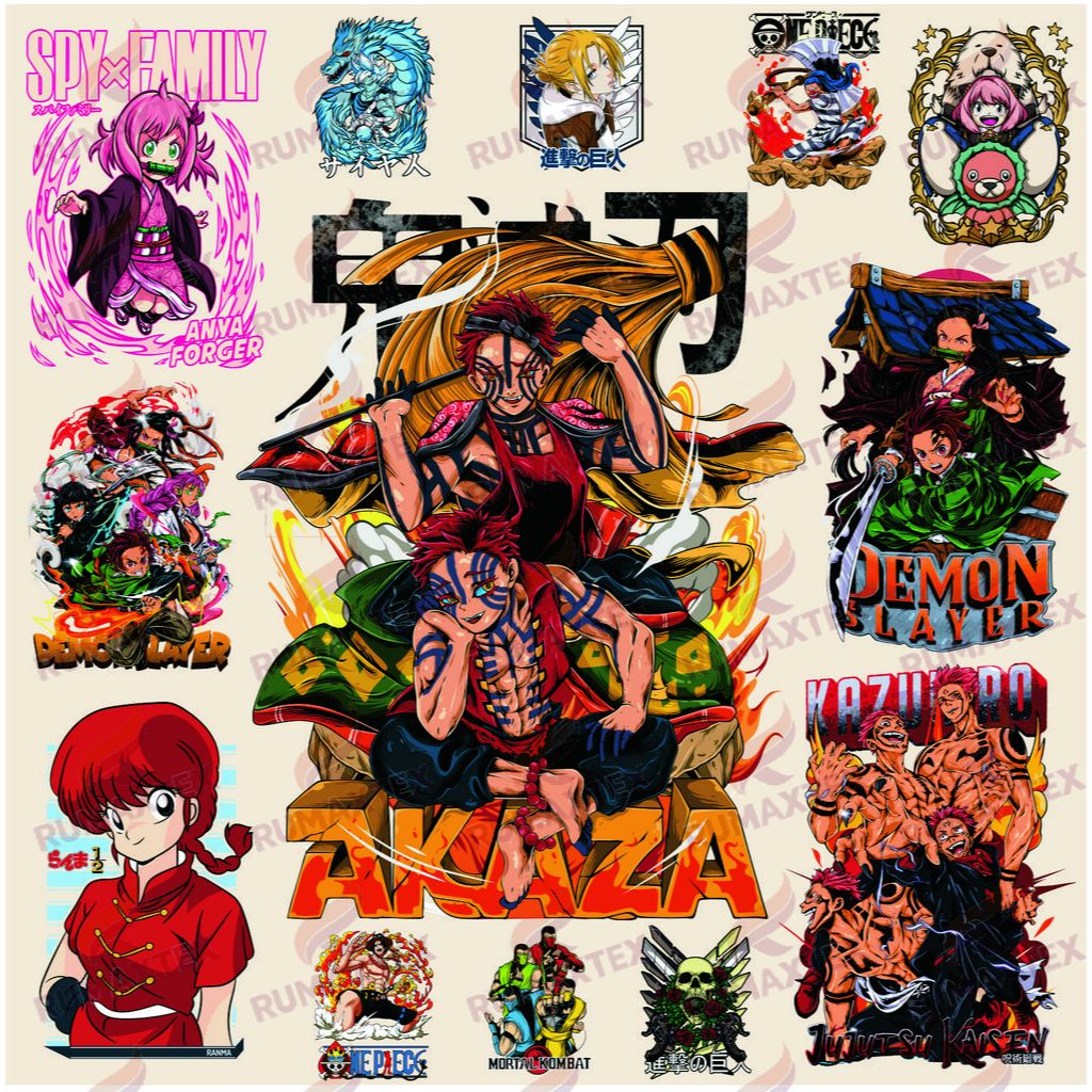 cetak sablon baju setrika satuan Anime Campur siap press dtf AM1