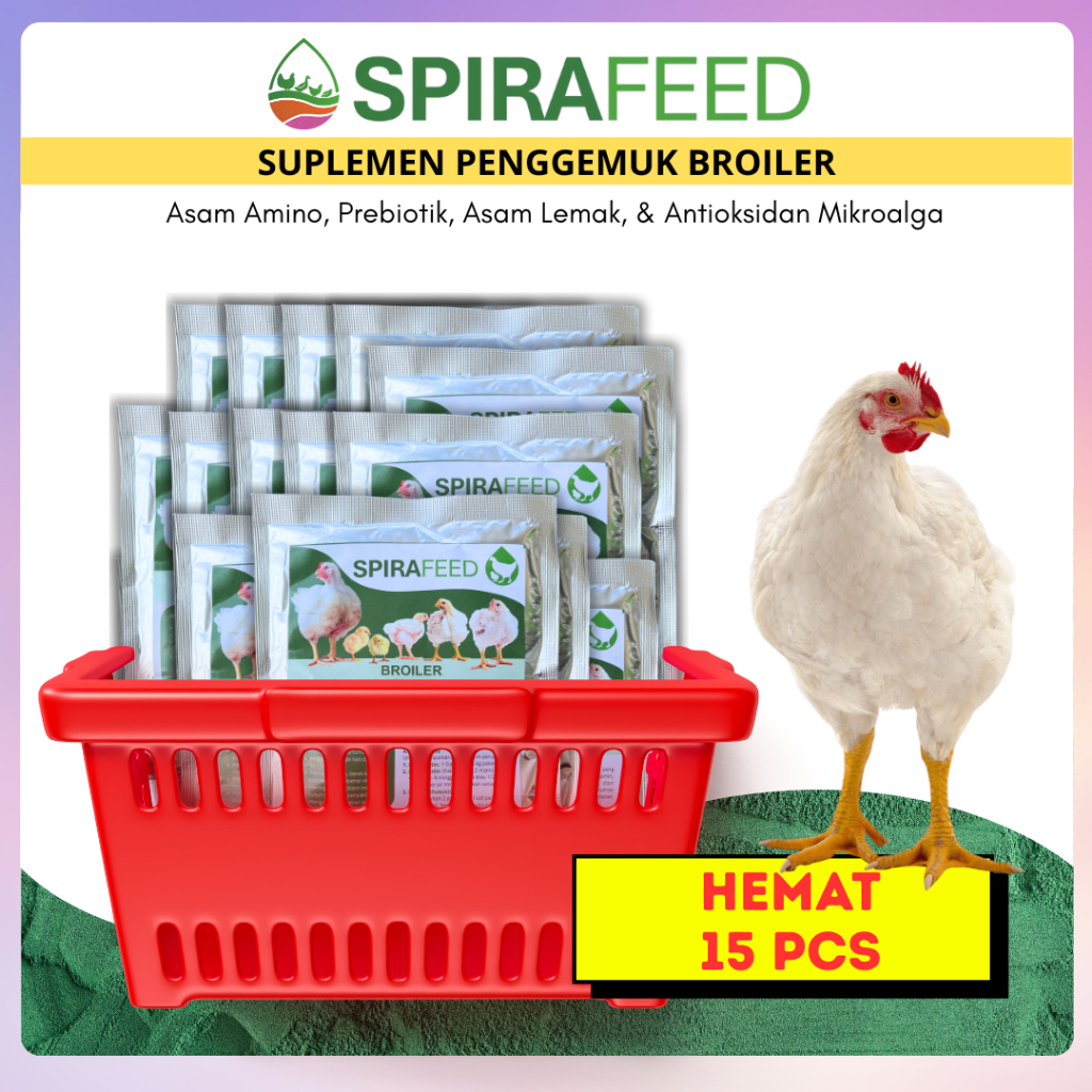 SPIRAFEED Broiler Paket Hemat 15 PCS – Suplemen Pakan Ayam Pedaging | Penggemuk Ayam Broiler