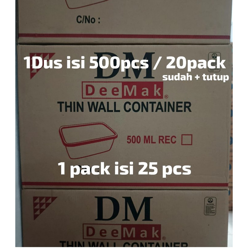 [ 1 Dus ] Thinwall DM 500Ml Rec Isi 20Pack / 500 SET / Thinwall 500 Rectangle / Thinwall Persegi Pan