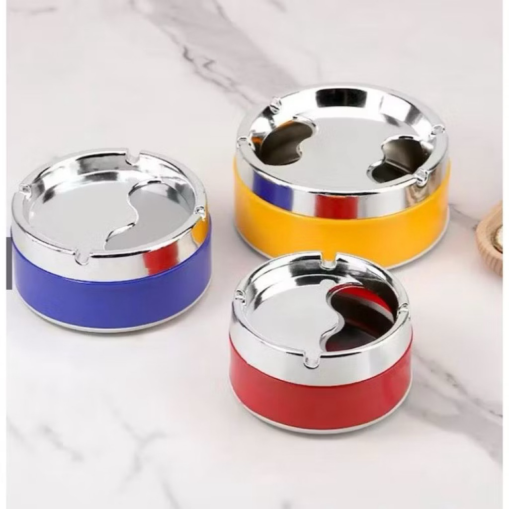 Asbak Bulat Tutup Stainless UGO YHG 02/ Asbak Portable Rotation Enclosed / Asbak Stainless Steel Teb