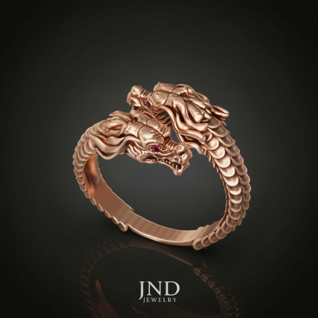 Cincin Naga Pria Suasa Asli Premium – 3 Warna Gold Rose Gold Silver | Cincin Naga Mewah JND Jeweller