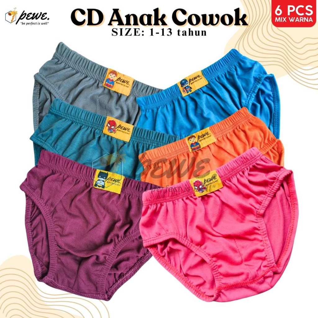 6 pcs CD Anak Laki laki Polos Anak Cowok - clana dalam anak cowo - Celana Dalam Anak Laki Sempak Ana
