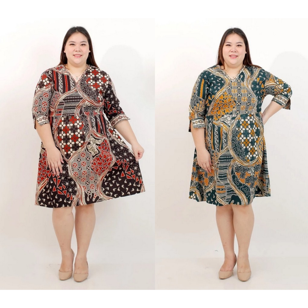 DRESS BATIK WANITA MODERN OVERSIZE BIG SIZE JUMBO 020 B XXL XXXL LD 120cm BAJU HAMIL BATIK PESTA KER
