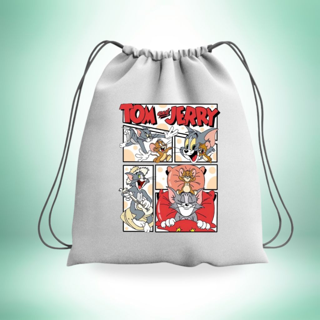 Tas Online Banjarmasin - Tas Serut Kanvas Wanita Gambar Tom dan Jerry Untuk Pria & Wanita