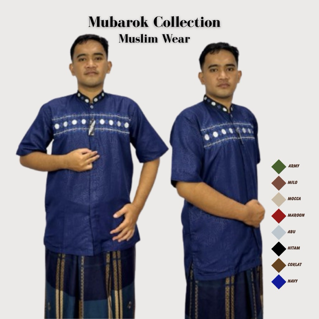 baju koko embos lengan pendek motip bordir tebaru baju koko taqwa Mubarok collection