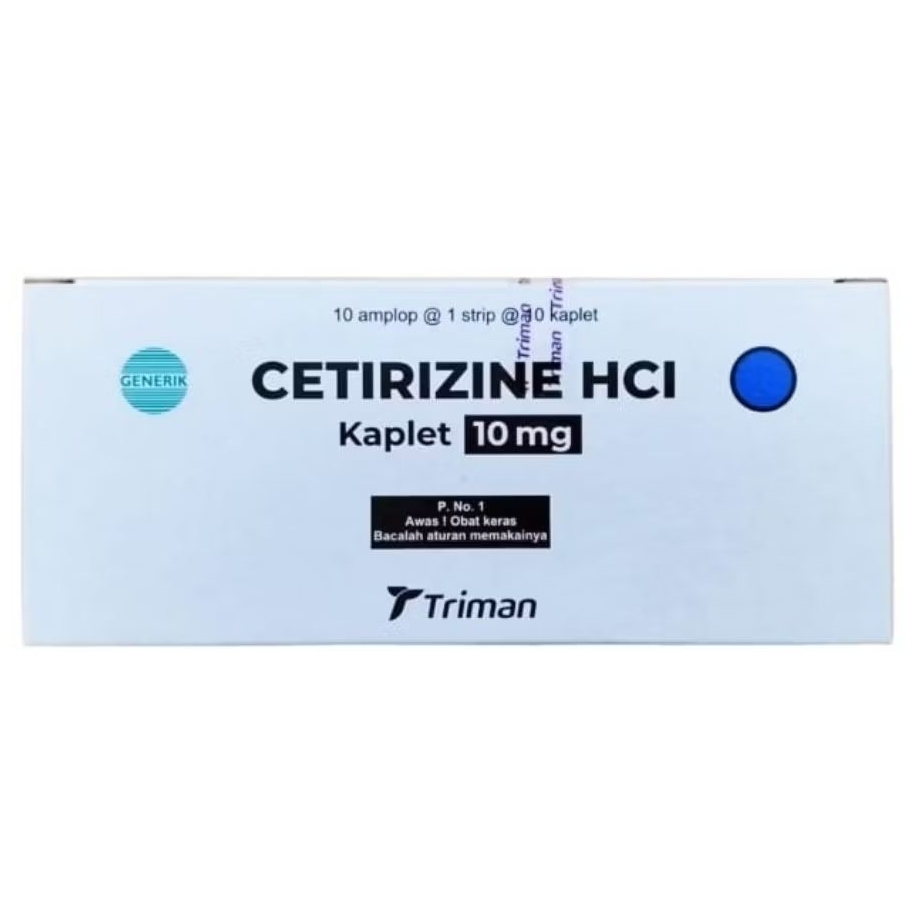 CETIRIZINE HCl Kaplet 10mg (100's /Dus) - TRIMAN