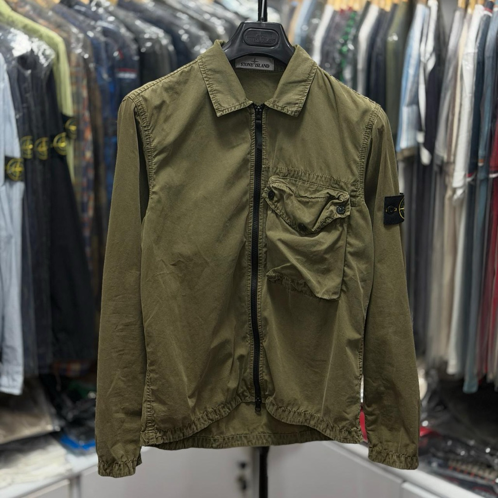 Overshirt Stone Island Single Pocket Sage Green Used Mulus  CLG Authentic 100%  Size : S ( 70 x 51 )