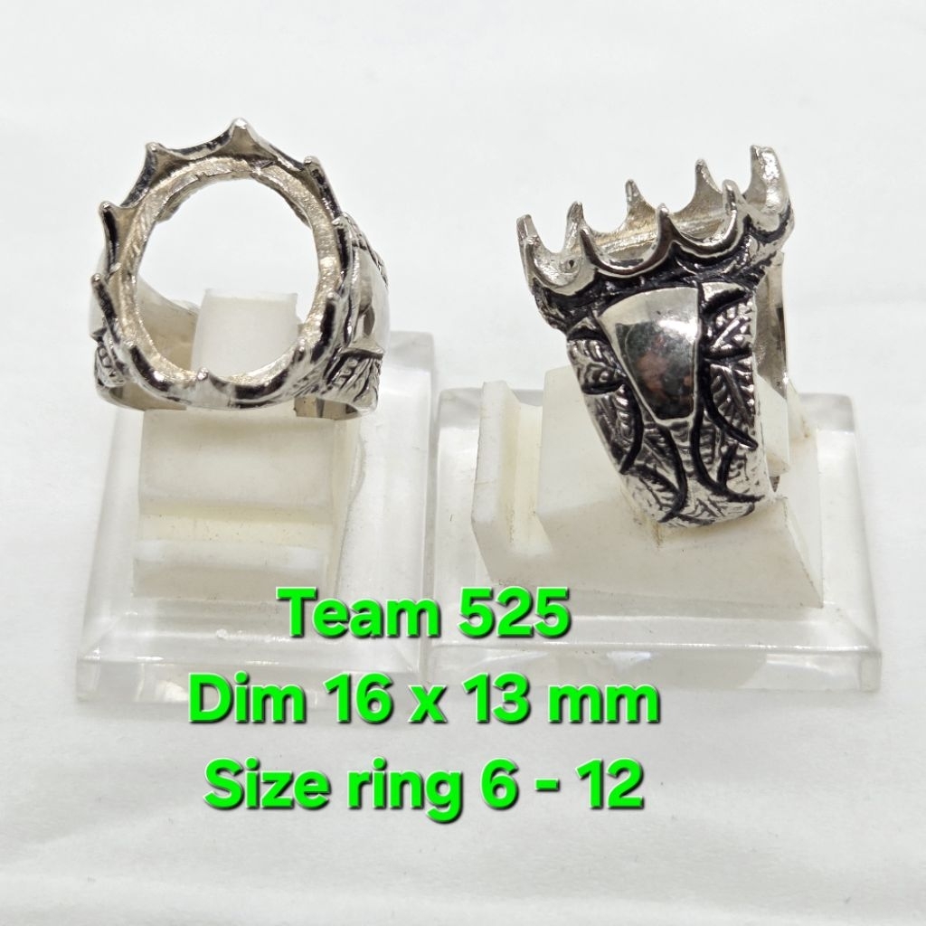 Ring emban alpaka super ukir cirebonan dim 16x13 motif daun V / emban pirus alpaka super 525  eceran