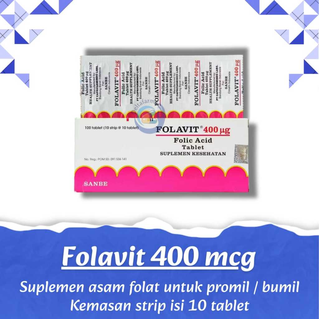 Folavit Asam Folat 400mcg Suplemen Asam Folat Ibu Hamil & Menyusui