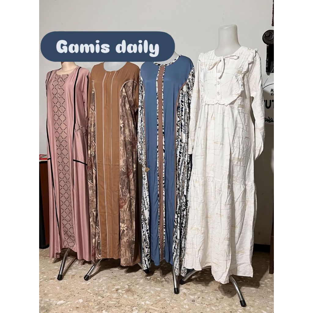 GAMIS DAILY BAHAN KATUN TWILL MOTIF BUNGA/GARIS