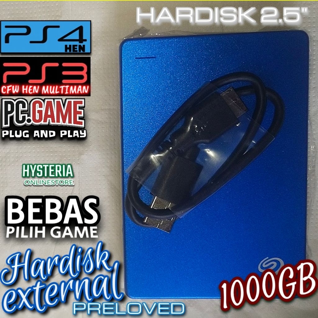 Hardisk Games PS4 HEN 1Tb | HDD External 1Tb Full Game PC PS4 HEN PKG Garansi