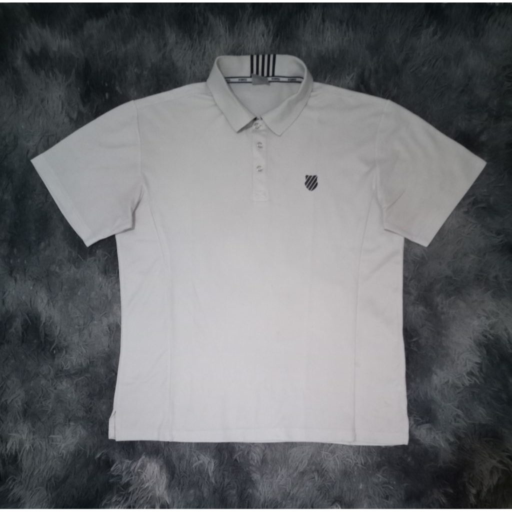 Kaos Kerah Olahraga K-Swiss Polo Shirt Putih Merah Size XL