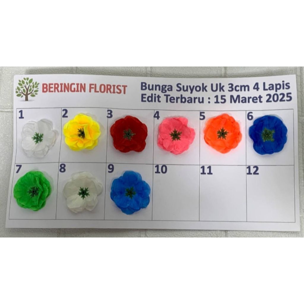 Bunga Papan Suyok Kecil 3cm 4Lapis Isi 100pcs Perbungkus