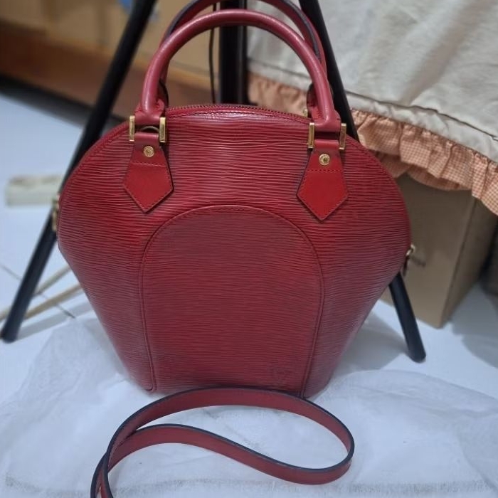 tas UNIK kulit tenteng sling warna merah marun 22x26cm tanpa noser lengkap tali panjang