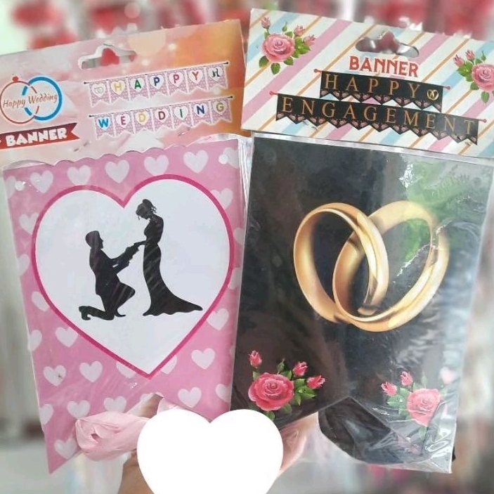 Banner Happy wedding,happy engagement murah tulisan happy wedding