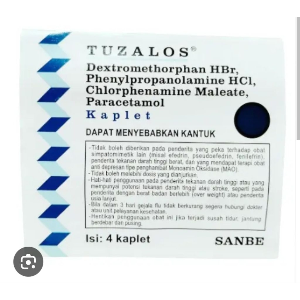 OBAT FLU / OBAT DEMAM / OBAT PEREDA FLU / TUZALOS TABLET 1 STRIP