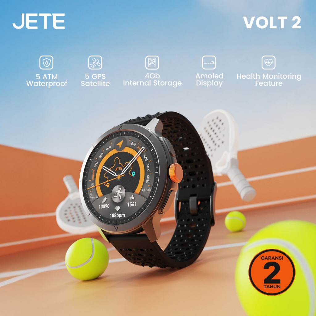Smartwatch JETE VOLT 2 AMOLED 1.6 Inch Screen Display Jam Tangan AI Running 5 ATM Waterproof Watch 4