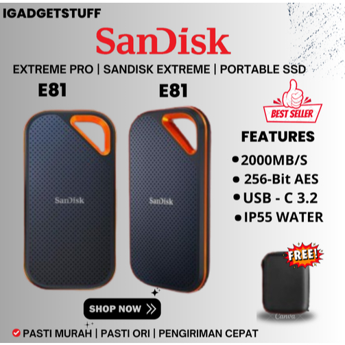 SanDisk Extreme PRO Portable SSD 4TB Type-C USB 3.2 V2 Hardisk Eksternal