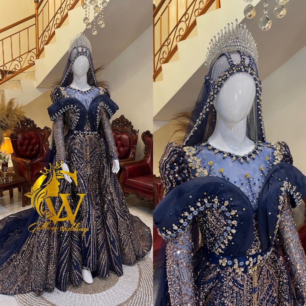 Gaun pengantin slim full payet | Gaun slim pengantin | Gaun pengantin slim wedding