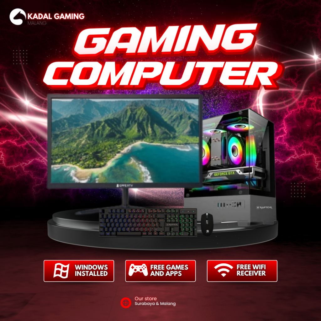 PC GAMING FULLSET SIAP PAKAI INTEL CORE I5 3470 VGA GT 1030 4GB RAM 8GB DDR3 HDD 500GB MONITOR 19"