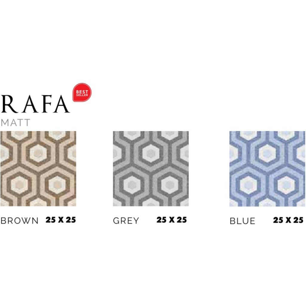 Keramik Merk Asia Tile Rafa Brown/Grey/Blue ukuran 25x25 cm tekstur Matt