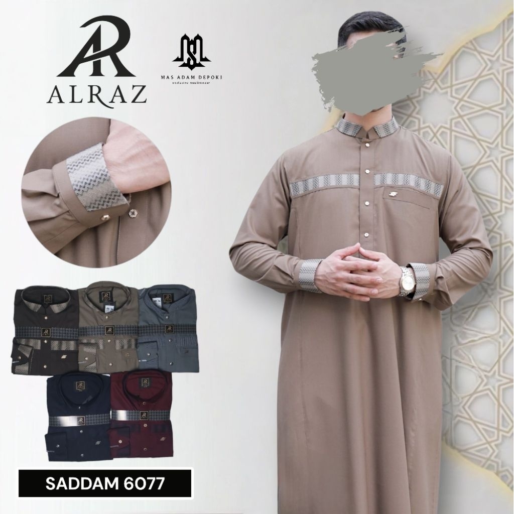 Best Seller | Jubah AL RAZ Premium Pria "Saddam" Warna Lengan Panjang Kerah Sanghai Kombinasi | Gami