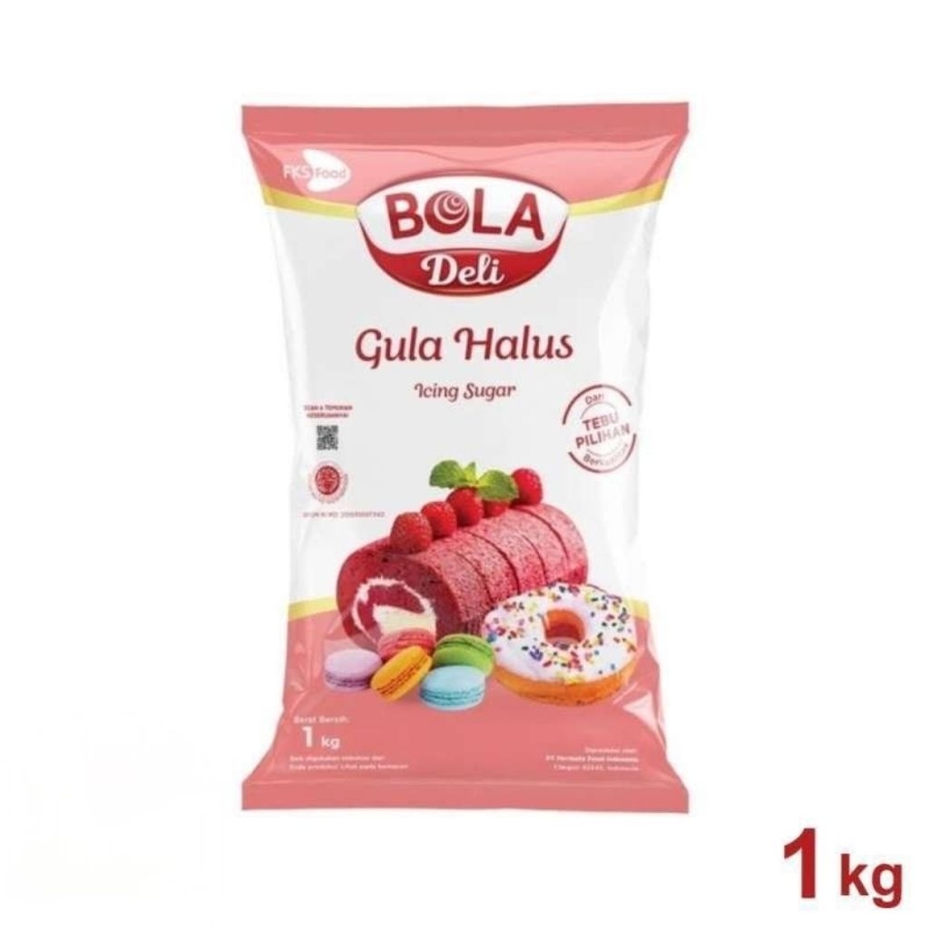 1KARTON GULA HALUS BOLA DELI 1KG ISI 10PCS / BOLA DELI GULA HALUS