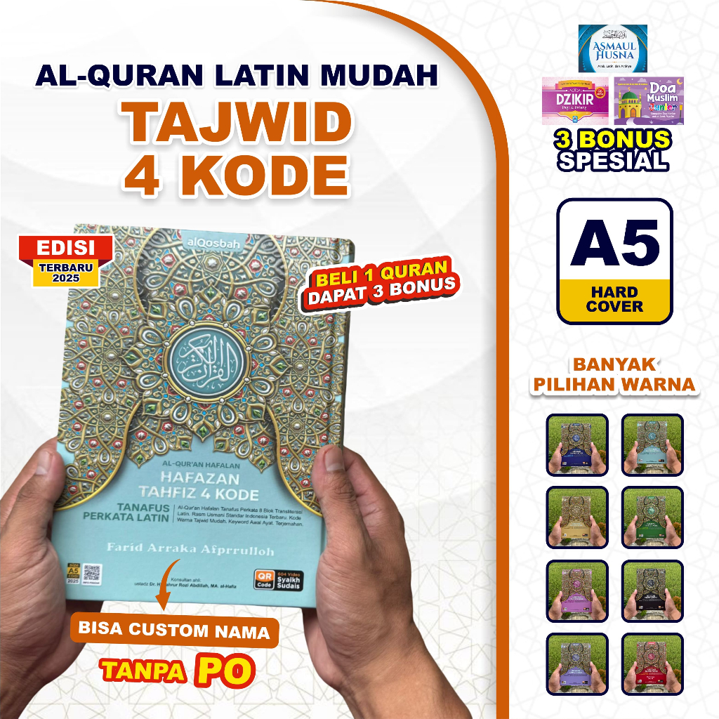 (Bisa Custom Nama) Alquran Hafazan Perkata Latin A5 Terjemah Latin Tajwid 4 Kode Bonus 3 Buku