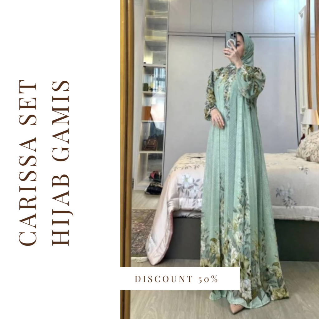 TERKINI GAMIS CANTIK CARISSA GAMIS SET HIJAB Gamis set hijab rayon diamond ori kombinasi - Gamis set
