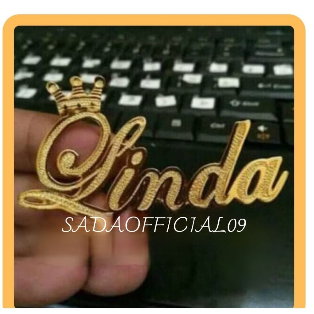 Bros Ukir Nama Costum Lapis Emas