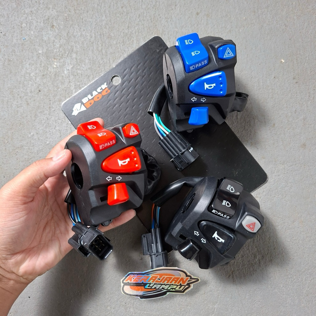 Saklar Kiri Vario 125 LED Plus Tombol Hazard Vietnam Tombol Biru Merah Saklar Lampu Biled Universal 