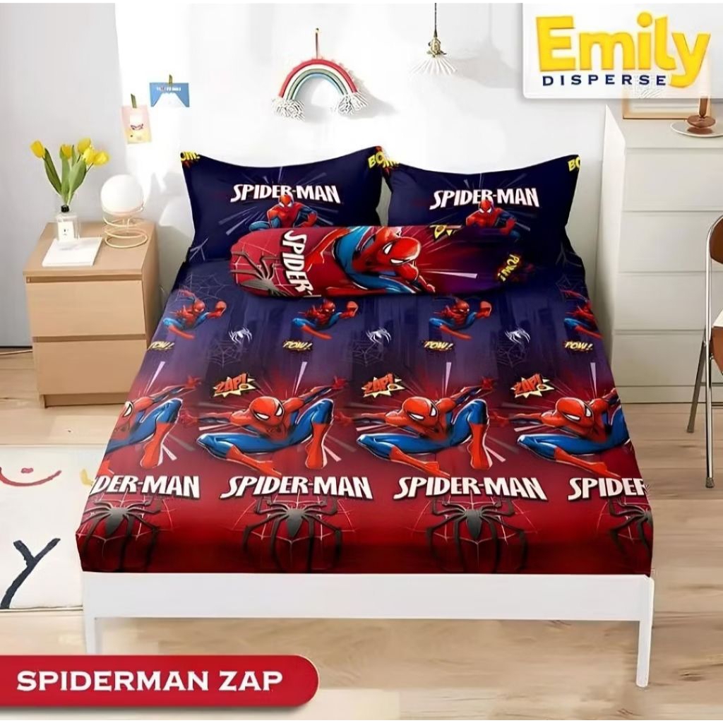 Bedcover Set Motif Spiderman | Selimut Bedcover Anak Laki Laki | Bed Cover Set Ukuran 120 / 160 / 18