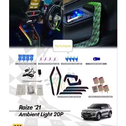 Ambient light raize rgb lampu interior mobil raize