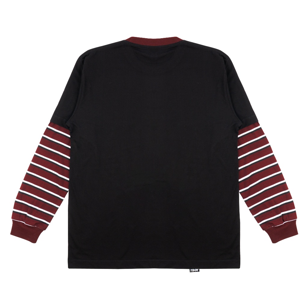 Troy Company Double Sleeve Longsleeve Tshirt Black Maroon Gate - Kaos Hitam Maroon Lengan Panjang DSD 3506