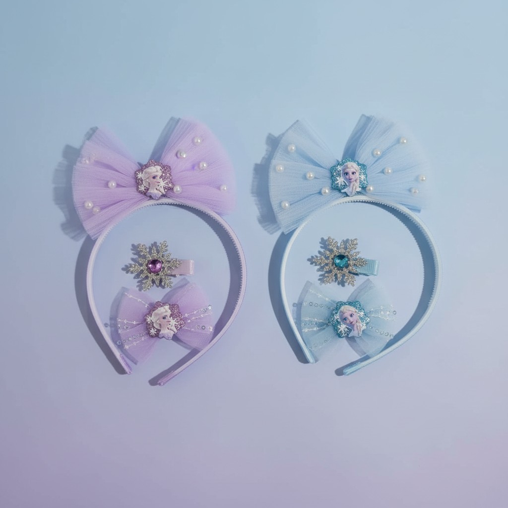 Bando Anak Set Pita Rambut Motif Frozen