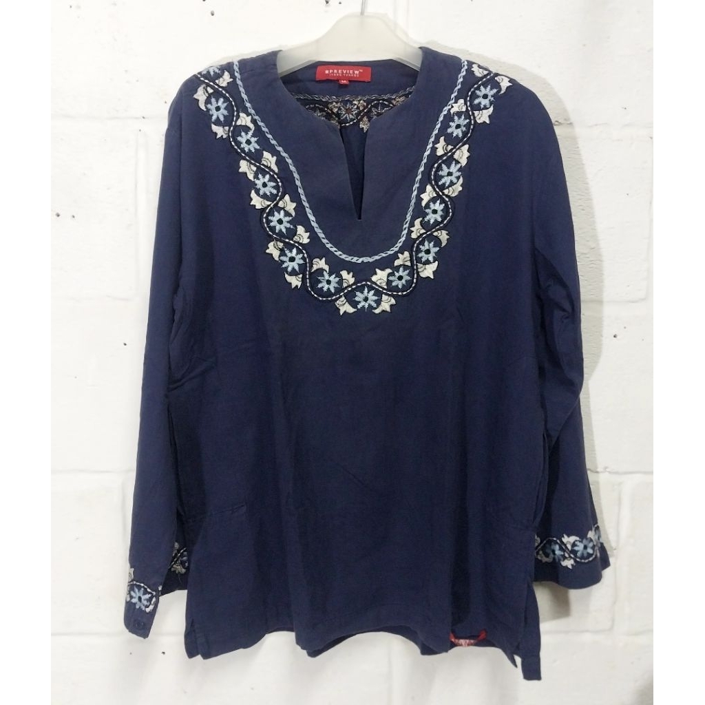 kemeja koko pria lengan panjang dongker preview preloved