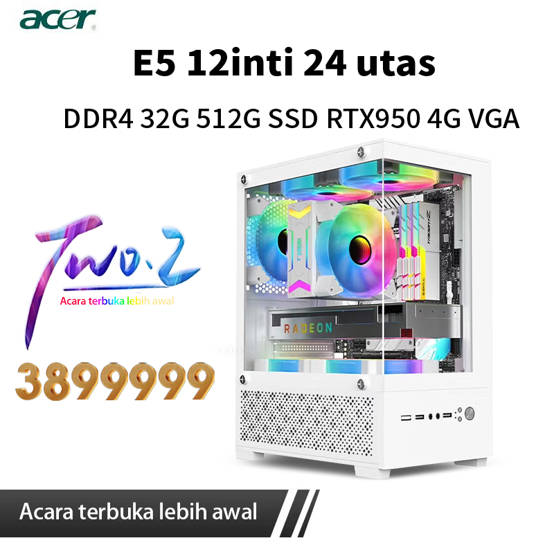 ACER intel i5/i7 PC Gaming full set 12-inti Pc gaming full set RTX3050VGA komputer desktop, kantor, 
