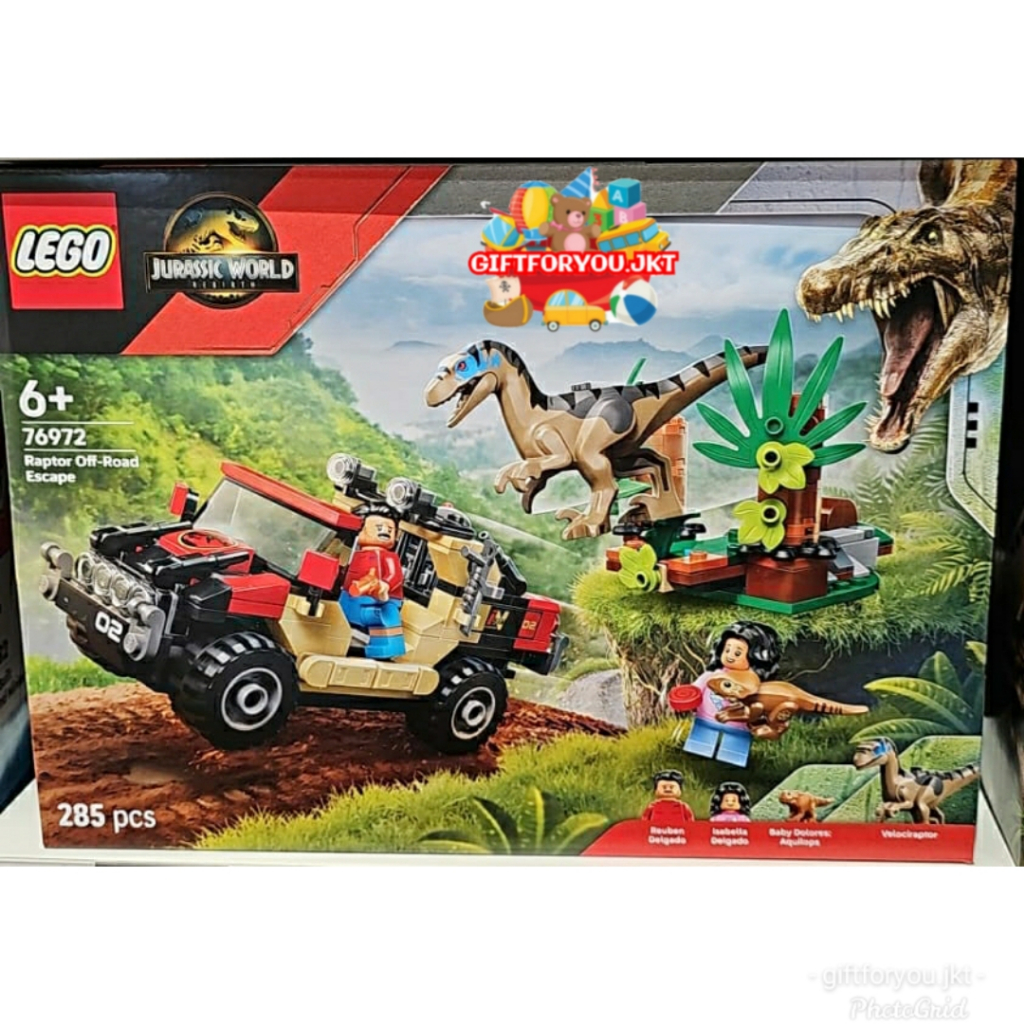 Lego 76972 Jurassic World Raptor Off-Road Escape Dinosaur Toy Building Playset Action Figures Boys &