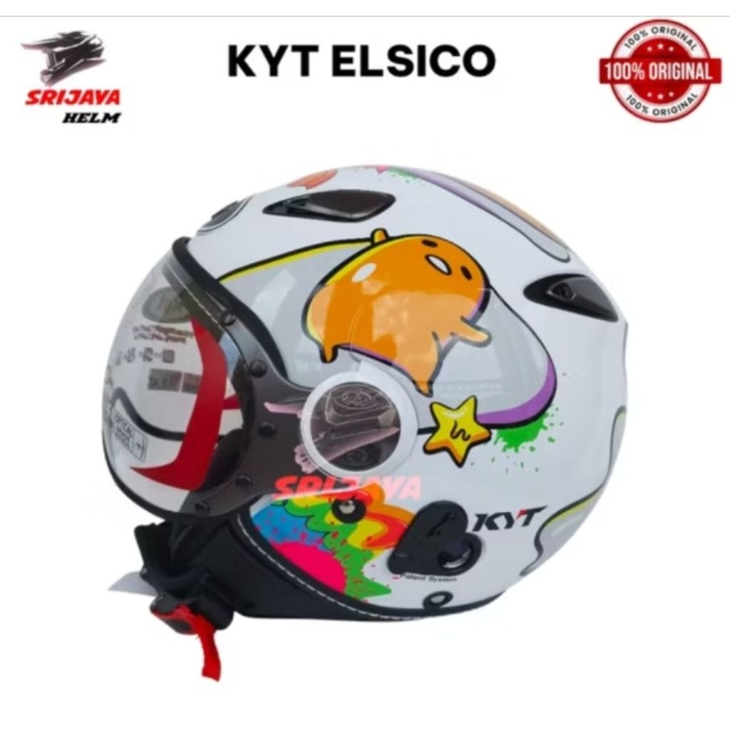 HELM KYT ELSICO WHITE PIECE GUDETAMA DAN MOTIP LAIN ORIGINAL