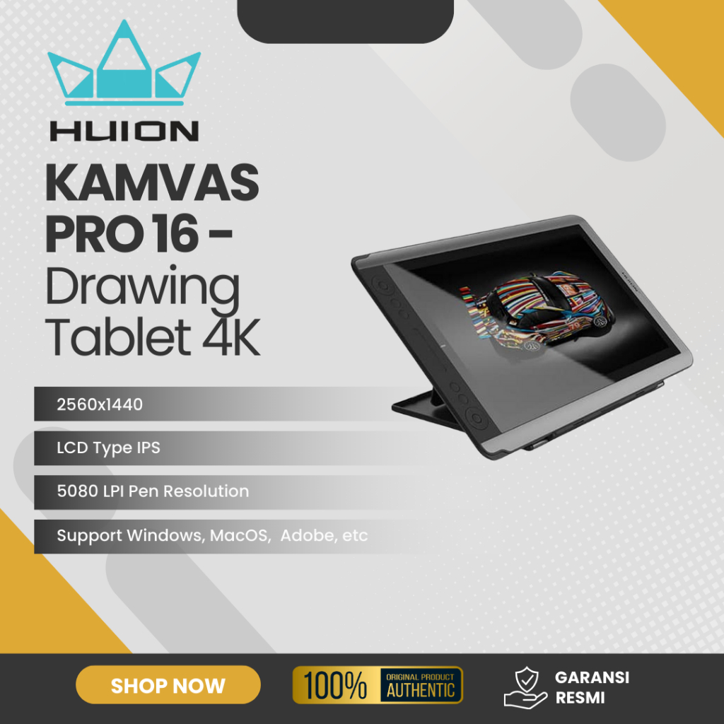 Huion Kamvas Pro 16 Plus 4K GT1562 Display Tablet Drawing Tablet Original Garansi Resmi