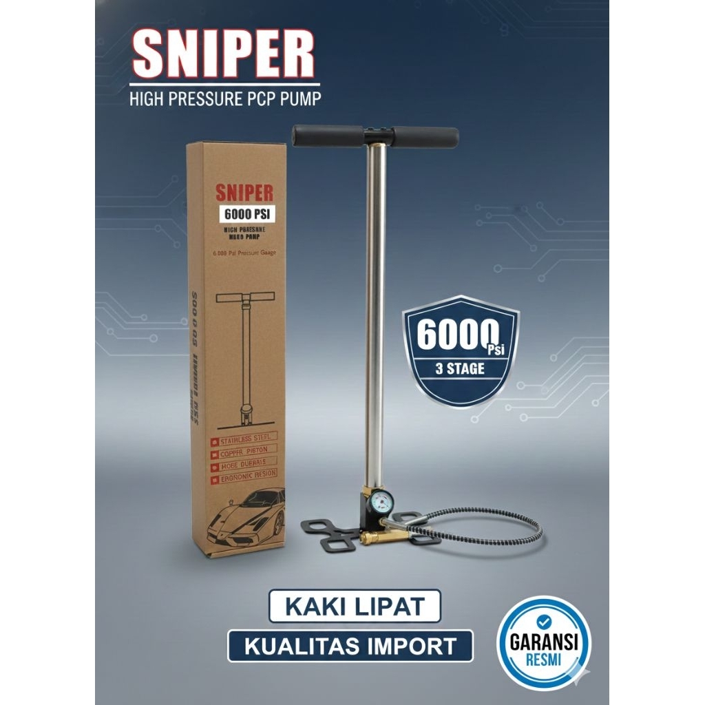 Pompa PCP SNIPER 3 Stage 6000 Psi, Pompa PCP Sniper Kaki Lipat