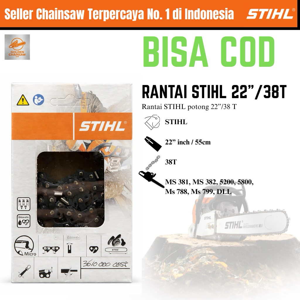 Rantai Bar Chainsaw STIHl 22 inch /38 T Rantai Potong Senso STIHL 22”