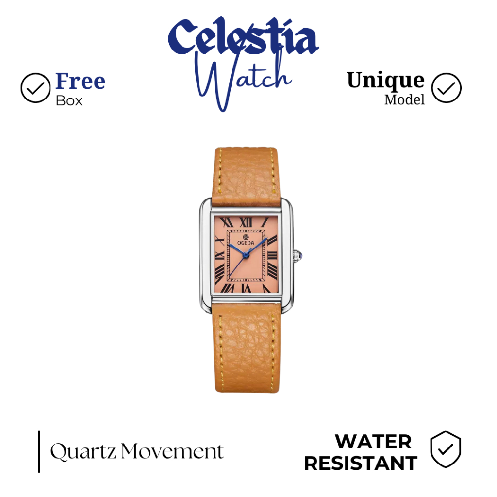 Jam Tangan Unisex Model Tank Merk Ogeda Quartz Movement Homage Original Model Water Resistant