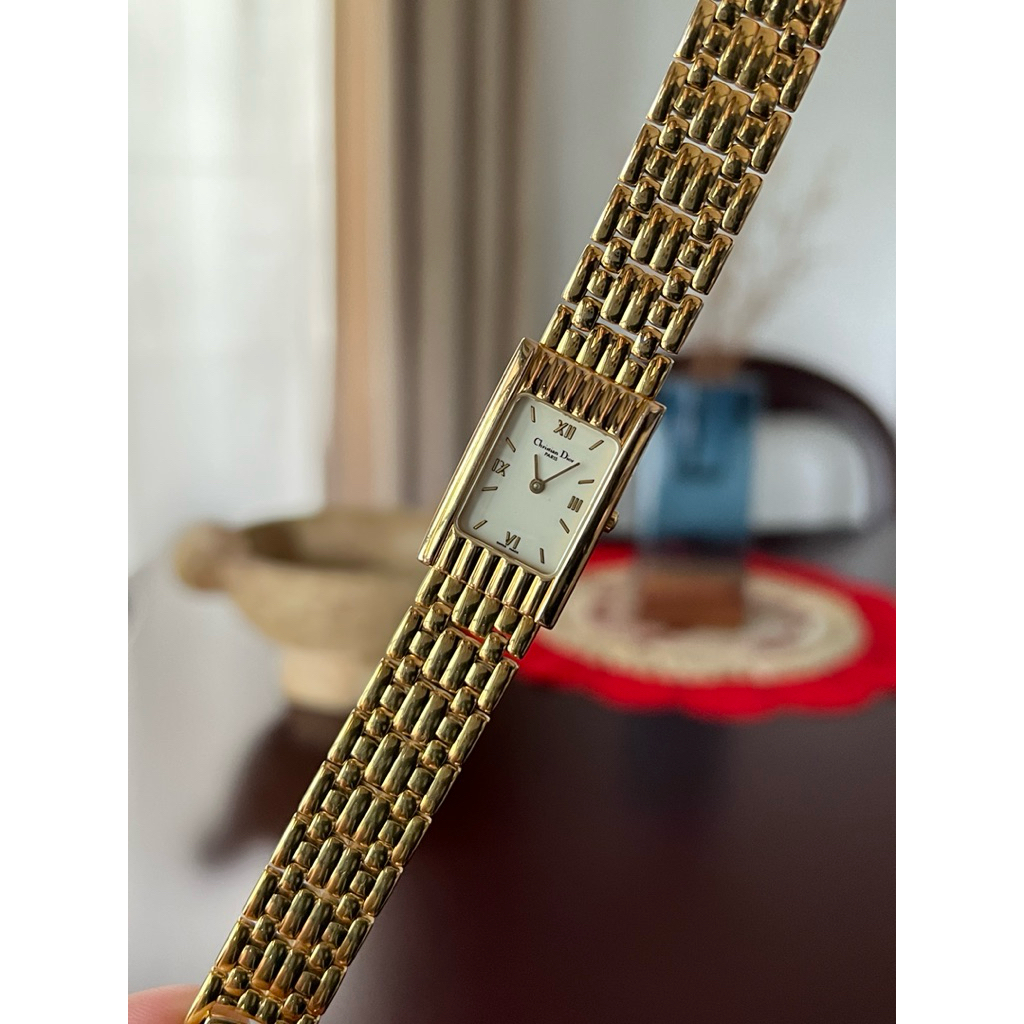 Cristian Dior Tank Gold Watch